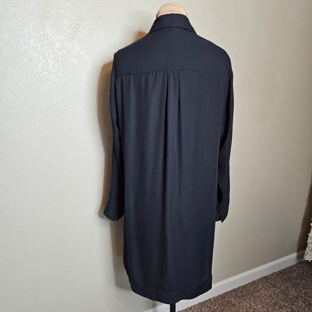 Express The Portofino Shirt Dress Womens Large Black Long Sleeve Zip Pocket - Picture 4 of 7